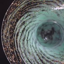 Load image into Gallery viewer, SCOTTISH GLASS. Collectable Small PAIR of 1930s Monart Bowls. Aqua with Silver Aventurine (G)
