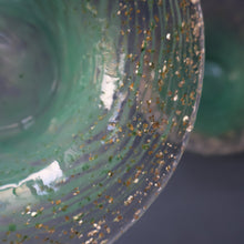 Load image into Gallery viewer, SCOTTISH GLASS. Collectable Small PAIR of 1930s Monart Bowls. Aqua with Silver Aventurine (G)
