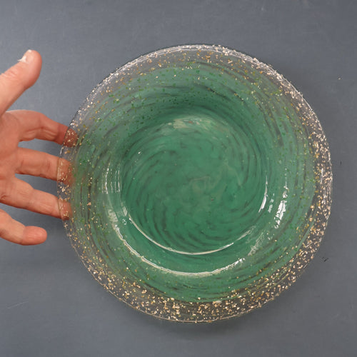 SCOTTISH GLASS. Collectable 1930s Monart Plate with Shallow Dip. 9 1/4  inches (B)