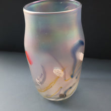 Load image into Gallery viewer, SIGNED John Ditchfield Iridescent Glasform White Iridescent Glass Vase. 6 1/2 INCHES
