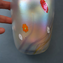 Load image into Gallery viewer, SIGNED John Ditchfield Iridescent Glasform White Iridescent Glass Vase. 6 1/2 INCHES
