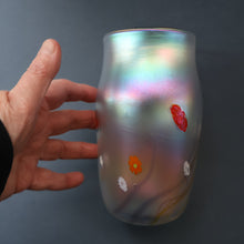 Load image into Gallery viewer, SIGNED John Ditchfield Iridescent Glasform White Iridescent Glass Vase. 6 1/2 INCHES
