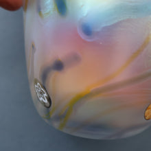 Load image into Gallery viewer, SIGNED John Ditchfield Iridescent Glasform White Iridescent Glass Vase. 6 1/2 INCHES
