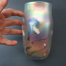 Load image into Gallery viewer, SIGNED John Ditchfield Iridescent Glasform White Iridescent Glass Vase. 6 1/2 INCHES
