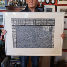 Load image into Gallery viewer, SCOTTISH ART. Woodcut. Temple Garden on a Rainy Day, Kyoto (1989) by John Houston (1930 - 2008)
