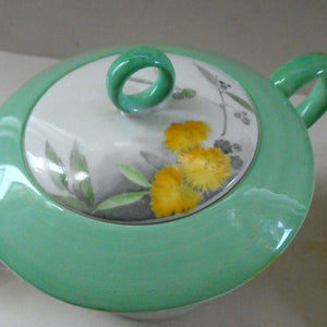 SHELLEY 1930s Art Deco Breakfast Set. Regal Acacia Pattern with Yellow Flowers