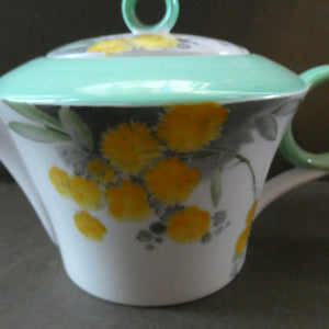 SHELLEY 1930s Art Deco Breakfast Set. Regal Acacia Pattern with Yellow Flowers