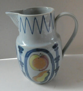 1950s Buchan Large Stoneware Jug BRITTANY Pattern with apples & pears 