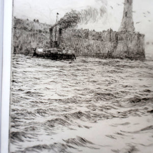 ORIGINAL ETCHING: William Lionel Wyllie (1851 – 1931) TYNEMOUTH. Pencil Signed