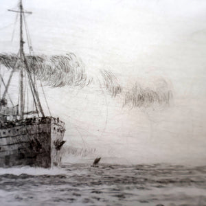 ORIGINAL ETCHING: William Lionel Wyllie (1851 – 1931) TYNEMOUTH. Pencil Signed