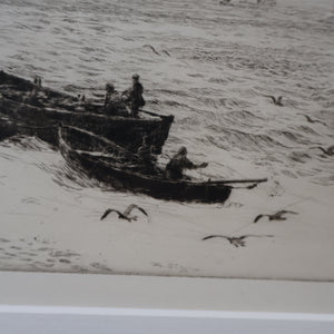 ORIGINAL ETCHING: William Lionel Wyllie (1851 – 1931) TYNEMOUTH. Pencil Signed