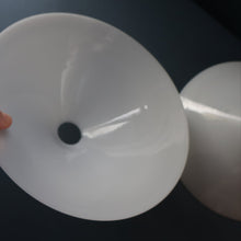 Load image into Gallery viewer, MATCHED PAIR of Antique 1930s  White Glass &quot;Coolie&quot; Hanging or Pendant Lightshades
