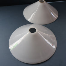 Load image into Gallery viewer, MATCHED PAIR of Antique 1930s  White Glass &quot;Coolie&quot; Hanging or Pendant Lightshades
