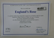 Load image into Gallery viewer, STEIFF LIMITED EDITION Pink Teddy Bear 2007. BRITISH COLLECTORS CLUB. England&#39;s Rose (Princess Diana) BOXED &amp; Certificate
