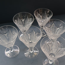 Load image into Gallery viewer, PAIR OF Vintage WATERFORD CRYSTAL "Dunmore"  White Wine or Claret Glass. 5 1/4  inches
