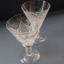 Load image into Gallery viewer, PAIR OF Vintage WATERFORD CRYSTAL "Dunmore"  White Wine or Claret Glass. 5 1/4  inches
