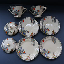 Load image into Gallery viewer, PAIR OF Royal Cauldron Clare de Lune. Lidded Cups, Saucers and Side Plate
