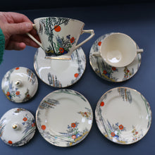 Load image into Gallery viewer, PAIR OF Royal Cauldron Clare de Lune. Lidded Cups, Saucers and Side Plate
