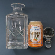 Load image into Gallery viewer, Heavy Square Cut EDINBURGH CRYSTAL Decanter with Criss-Cross Pattern All Around. 9 1/2 inches
