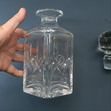 Load image into Gallery viewer, Heavy Square Cut EDINBURGH CRYSTAL Decanter with Criss-Cross Pattern All Around. 9 1/2 inches
