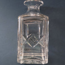 Load image into Gallery viewer, Heavy Square Cut EDINBURGH CRYSTAL Decanter with Criss-Cross Pattern All Around. 9 1/2 inches
