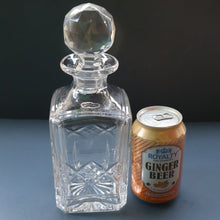 Load image into Gallery viewer, Heavy Square Cut EDINBURGH CRYSTAL Decanter with Criss-Cross Pattern All Around. 9 1/2 inches
