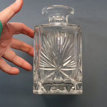 Load image into Gallery viewer, Heavy Square Cut EDINBURGH CRYSTAL Decanter with Faceted Heavy Globe Stopper. STAR OF EDINBURGH. 10 inches
