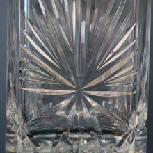 Load image into Gallery viewer, Heavy Square Cut EDINBURGH CRYSTAL Decanter with Faceted Heavy Globe Stopper. STAR OF EDINBURGH. 10 inches
