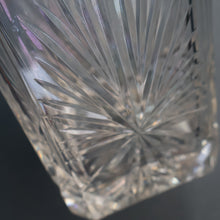 Load image into Gallery viewer, Heavy Square Cut EDINBURGH CRYSTAL Decanter with Faceted Heavy Globe Stopper. STAR OF EDINBURGH. 10 inches
