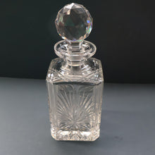 Load image into Gallery viewer, Heavy Square Cut EDINBURGH CRYSTAL Decanter with Faceted Heavy Globe Stopper. STAR OF EDINBURGH. 10 inches

