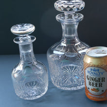 Load image into Gallery viewer, EDINBURGH CRYSTAL. Vintage PAIR of 1980s Mallet Shape Whisky Decanters STAR OF EDINBURGH Pattern
