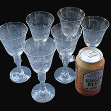 Load image into Gallery viewer, SET OF SIX Bohemian Glass Claret Wine Glasses. LADY HAMILTON Pall Mall Pattern
