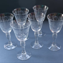 Load image into Gallery viewer, SET OF SIX Bohemian Glass Claret Wine Glasses. LADY HAMILTON Pall Mall Pattern
