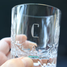 Load image into Gallery viewer, THREE Vintage Edinburgh Crystal Whisky Tumblers / Glasses. STAR OF EDINBURGH. Engraved with letter &quot;C&quot; 
