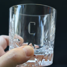 Load image into Gallery viewer, THREE Vintage Edinburgh Crystal Whisky Tumblers / Glasses. STAR OF EDINBURGH. Engraved with letter &quot;C&quot; 
