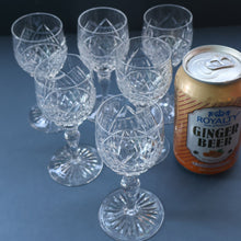 Load image into Gallery viewer, SET OF SIX EDINBURGH CRYSTAL (EDI8 Pattern) Small White Wine Glasses. SIGNED Height 4 5/8 inches
