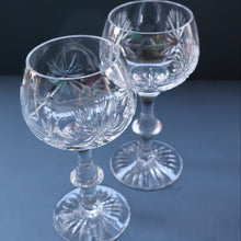 Load image into Gallery viewer, SET OF EIGHT Vintage Edinburgh Crystal HOCK Wine Glasses. STAR OF EDINBURGH: 6 1/4 inches. Engraved with letter &quot;C&quot;
