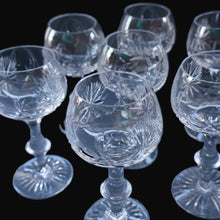 Load image into Gallery viewer, SET OF EIGHT Vintage Edinburgh Crystal HOCK Wine Glasses. STAR OF EDINBURGH: 6 1/4 inches. Engraved with letter &quot;C&quot;
