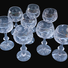 Load image into Gallery viewer, SET OF EIGHT Vintage Edinburgh Crystal HOCK Wine Glasses. STAR OF EDINBURGH: 6 1/4 inches. Engraved with letter &quot;C&quot;
