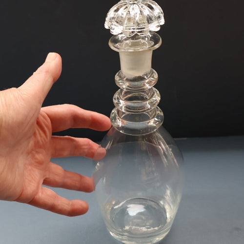 ANTIQUE GEORGIAN Hand-Blown Hooped Neck Decanter with Original Mushroom Stopper