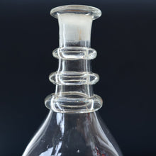 Load image into Gallery viewer, ANTIQUE GEORGIAN Hand-Blown Hooped Neck Decanter with Original Mushroom Stopper
