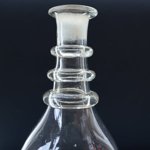 ANTIQUE GEORGIAN Hand-Blown Hooped Neck Decanter with Original Mushroom Stopper