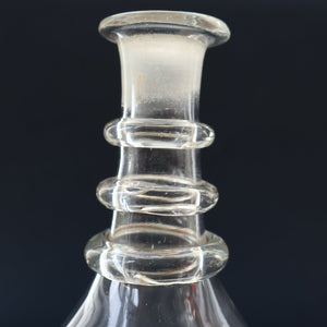 ANTIQUE GEORGIAN Hand-Blown Hooped Neck Decanter with Original Mushroom Stopper