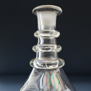 ANTIQUE GEORGIAN Hand-Blown Hooped Neck Decanter with Original Mushroom Stopper