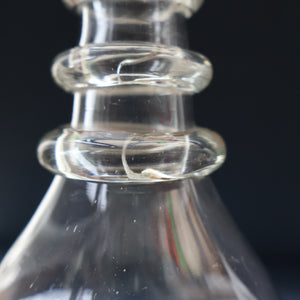 ANTIQUE GEORGIAN Hand-Blown Hooped Neck Decanter with Original Mushroom Stopper