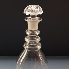Load image into Gallery viewer, ANTIQUE GEORGIAN Hand-Blown Hooped Neck Decanter with Original Mushroom Stopper
