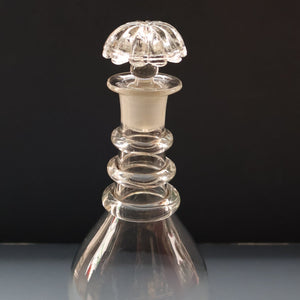 ANTIQUE GEORGIAN Hand-Blown Hooped Neck Decanter with Original Mushroom Stopper