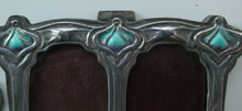 Load image into Gallery viewer, Antique Miniature Art Nouveau STERLING SILVER Double Photo Frame with Enamel Highlights

