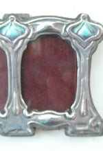 Load image into Gallery viewer, Antique Miniature Art Nouveau STERLING SILVER Double Photo Frame with Enamel Highlights
