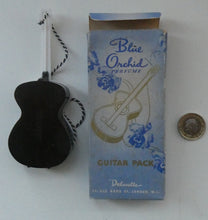 Load image into Gallery viewer, Very Rare 1930s Delavelle Blue Orchid Perfume Bottle in Novelty Guitar Case
